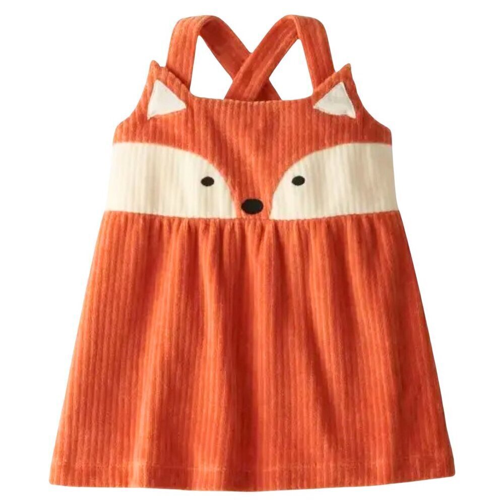 Hanna Andersson Baby Fox Jumper Dress In Ribbed Velour -‎ Size 2T